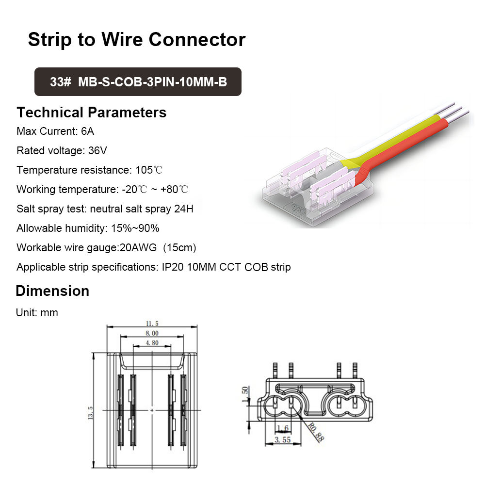 3 Pin 10mm COB Strip Connectors - Image 3