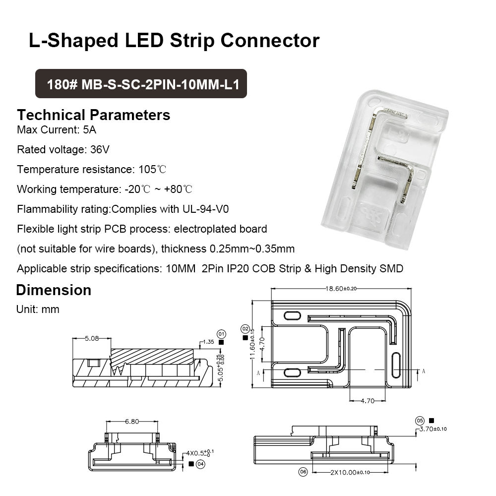 Corner Connector for LED strip light monochrome 8mm 10mm - Image 2